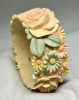 BB726 wide tinted roses and daisies celluloid bangle